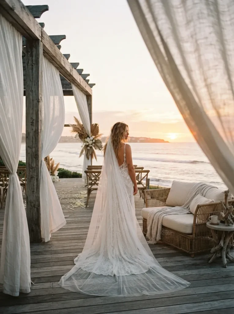 Beachy Waves + Cathedral Veil