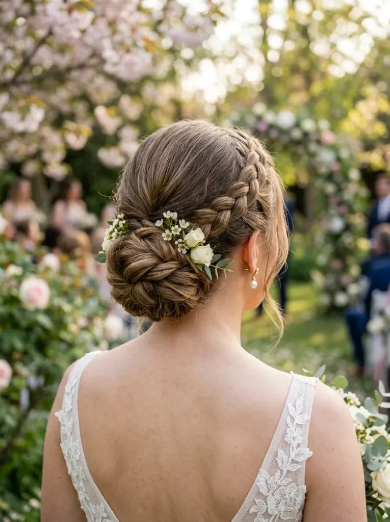 Low Bun With Braid