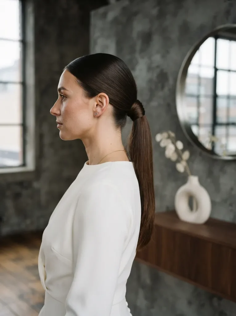 Brunette Low Ponytail