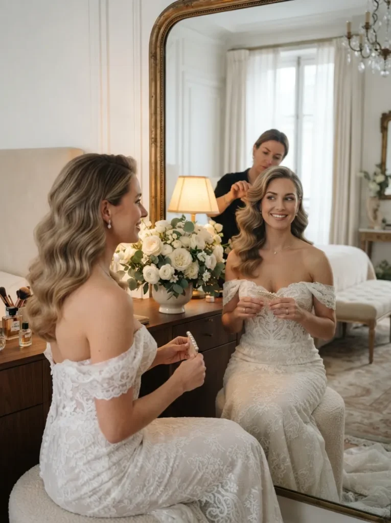 Brushed-Out Bridal Curls