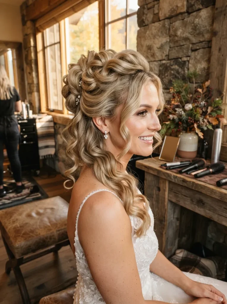 Cascading Curls Updo