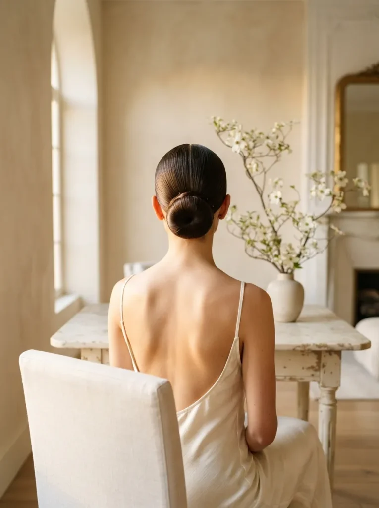 Center-Part Sleek Bun