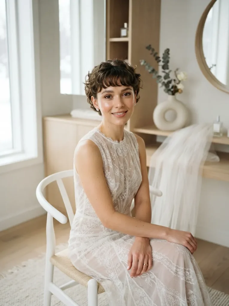 Curly Pixie + Bangs