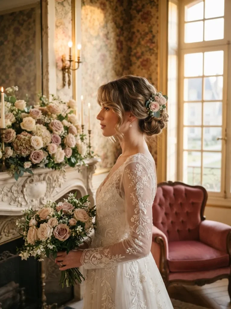 Curtain Bangs + Chignon