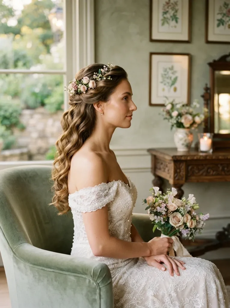 Floral Half-Up Curls