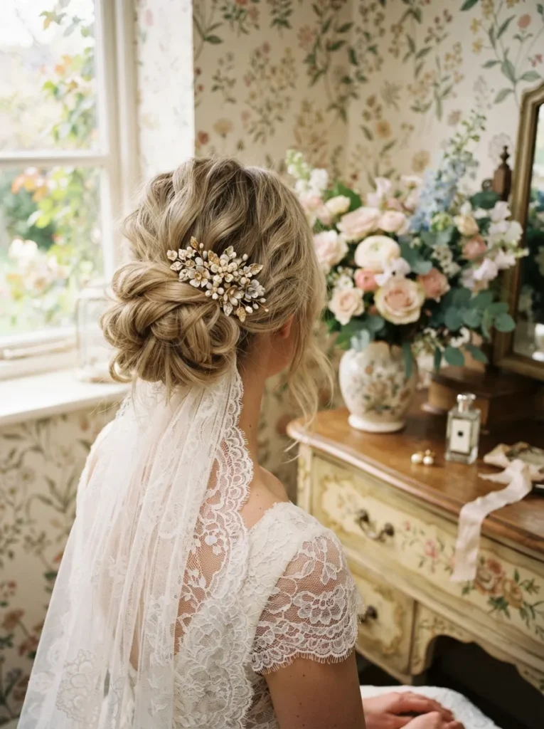  Floral Pin Messy Bun