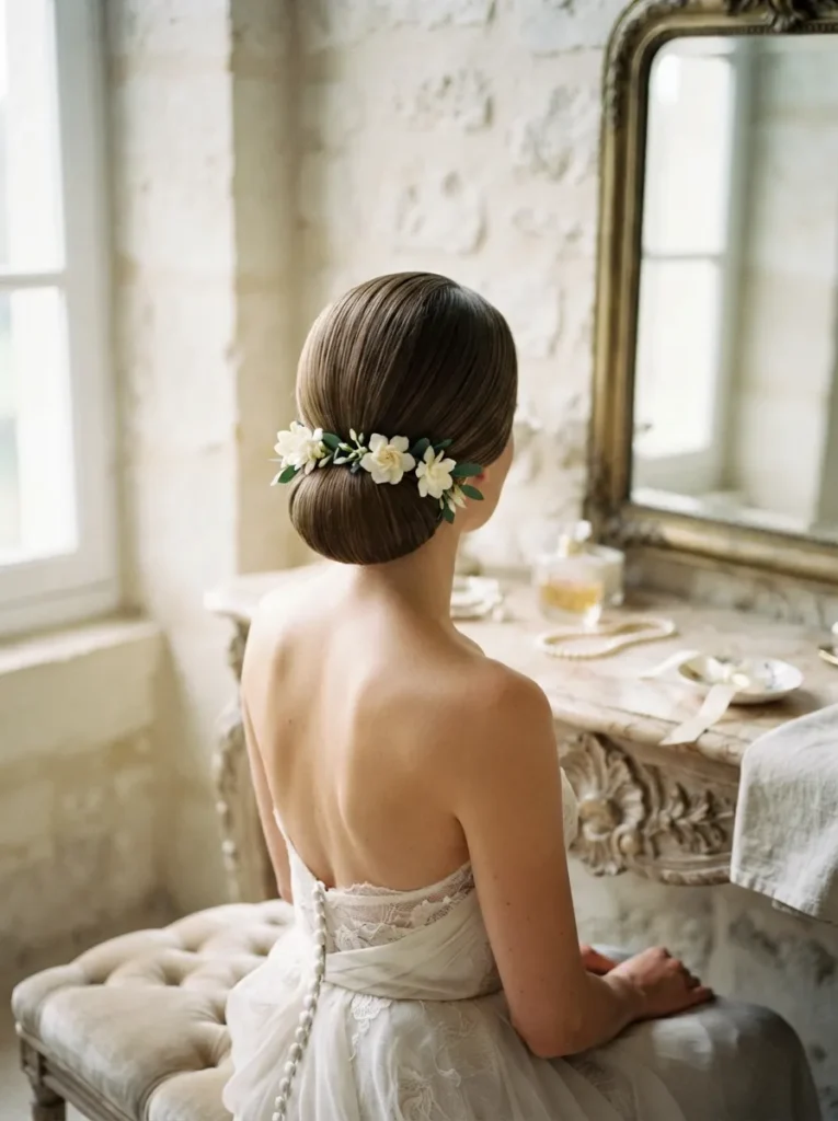 Flower Adorned Low Bun