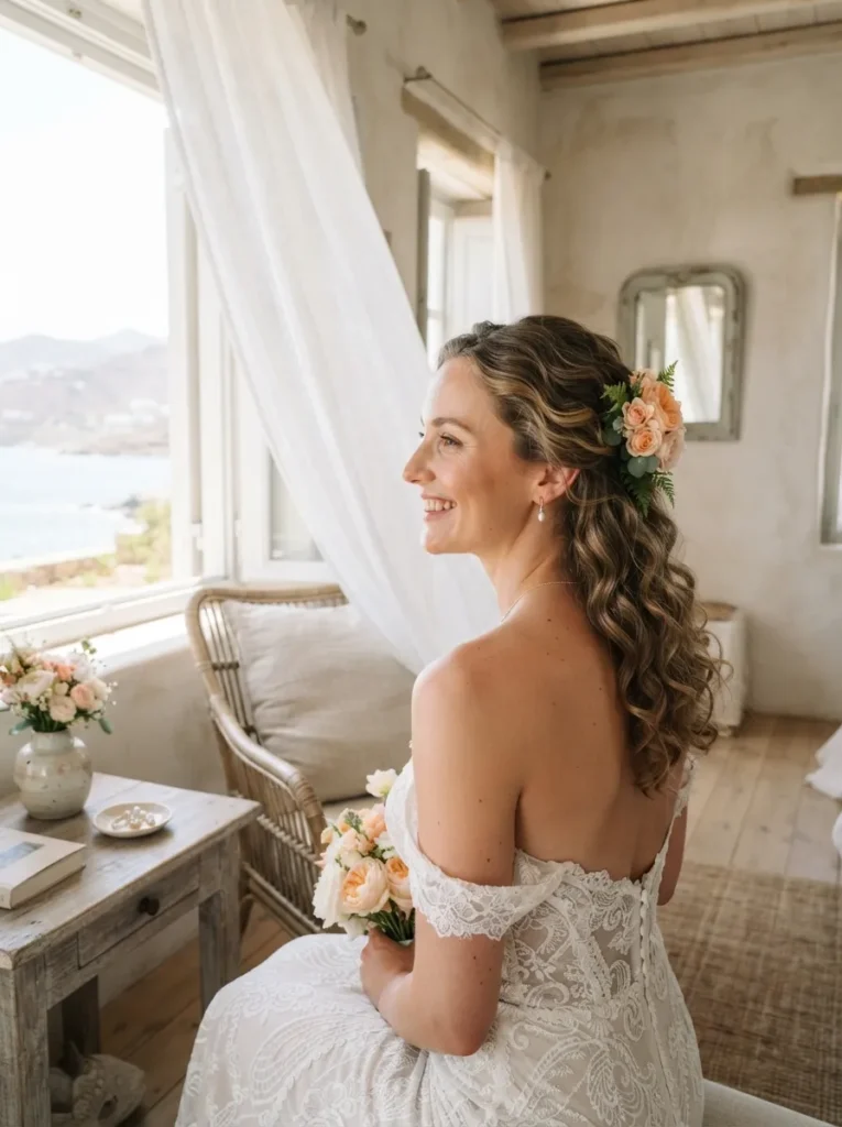 Flower Half-Up Waves