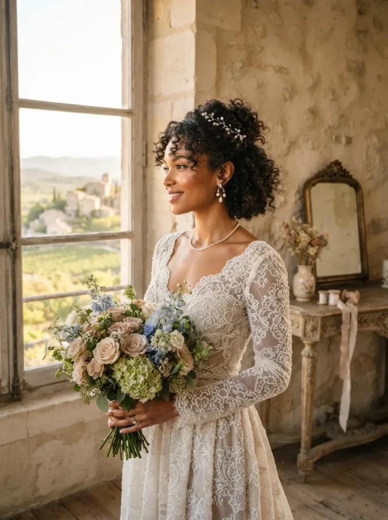 Half-Up Curly Style