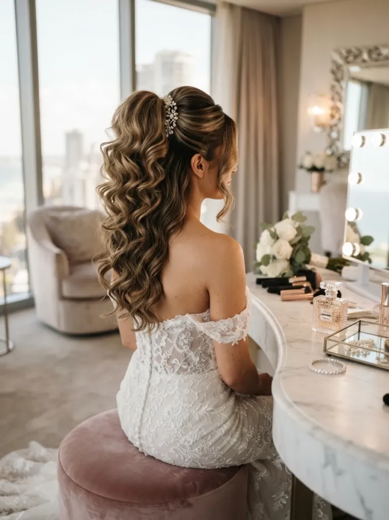 Half-Up Ponytail Curls