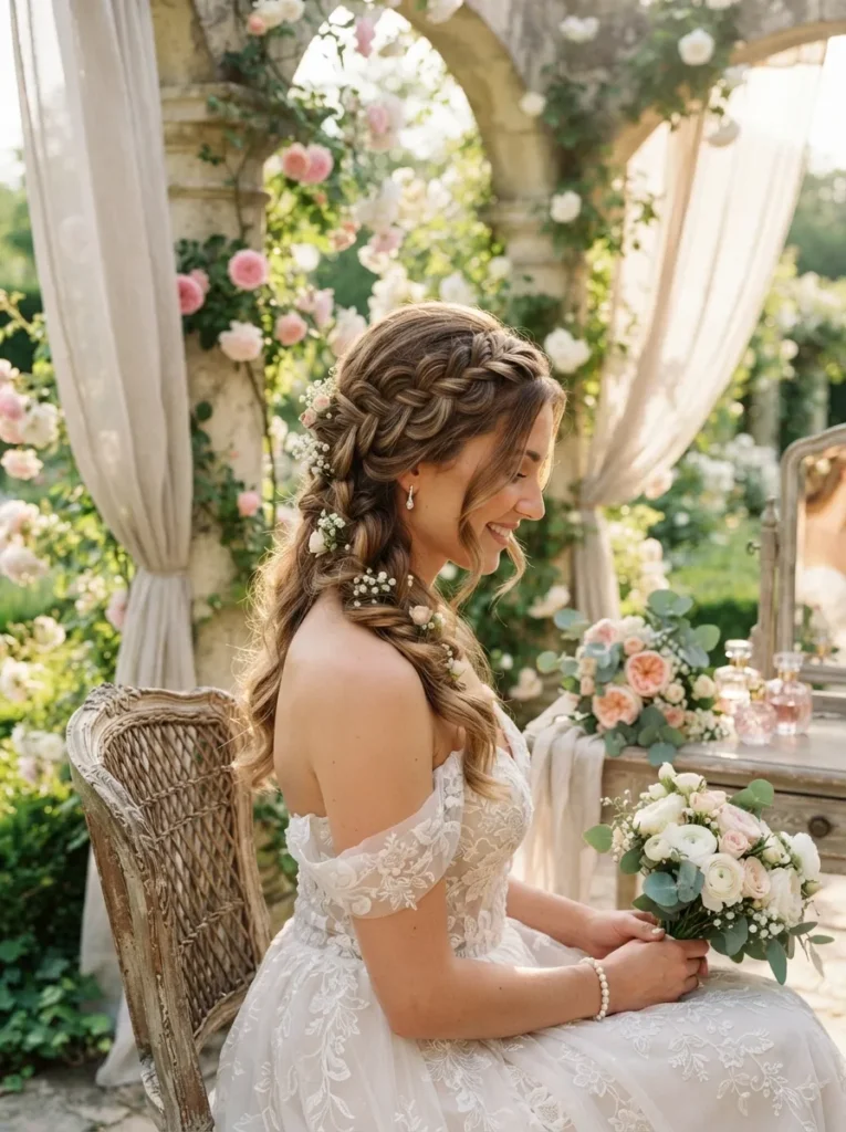 Half-Up Waterfall Braid