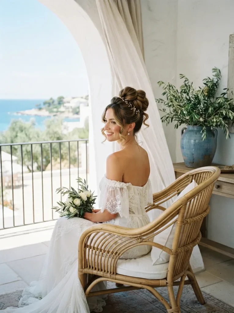 High Bun With Curls