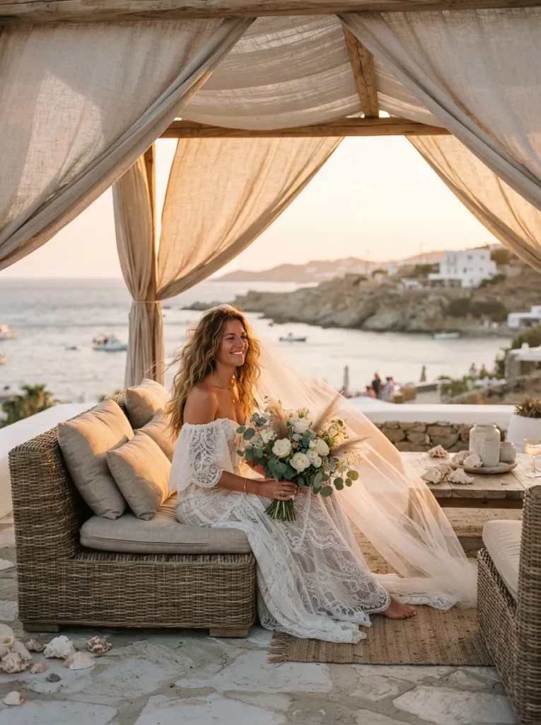 Loose Beachy Waves + Veil