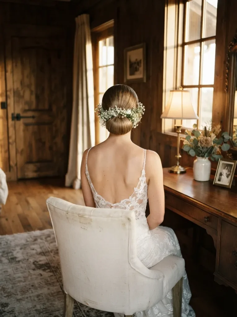 Low Bun + Baby's Breath