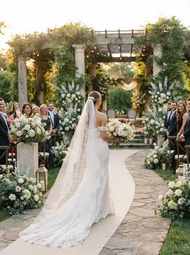 Low Ponytail With Veil