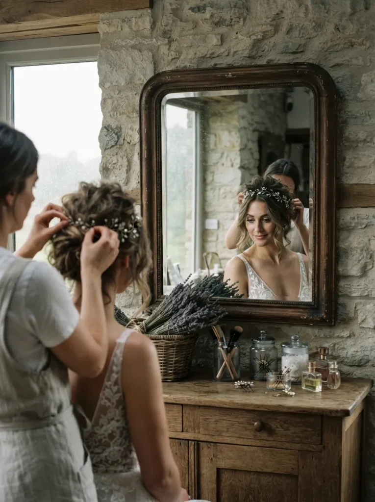 Messy Updo + Hair Vine