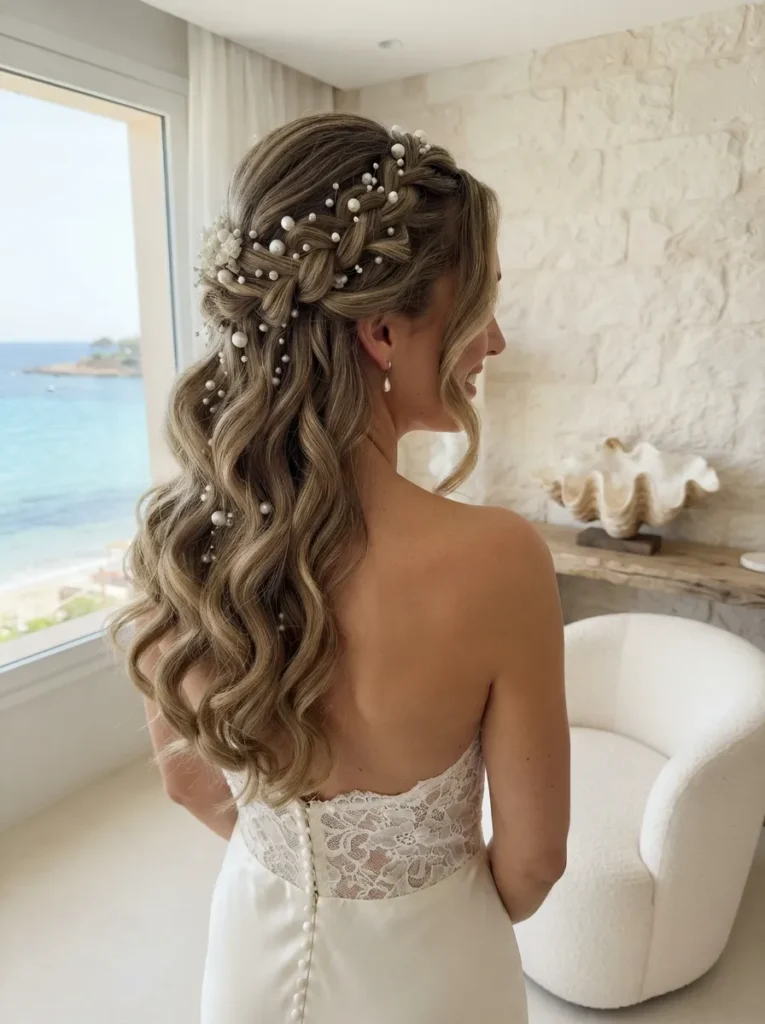 Pearl Half-Up Curls