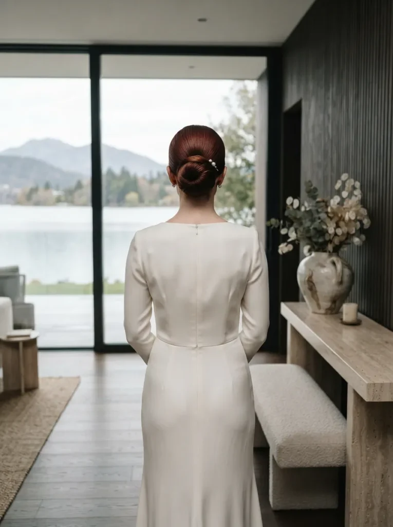 Red Hair Low Bun