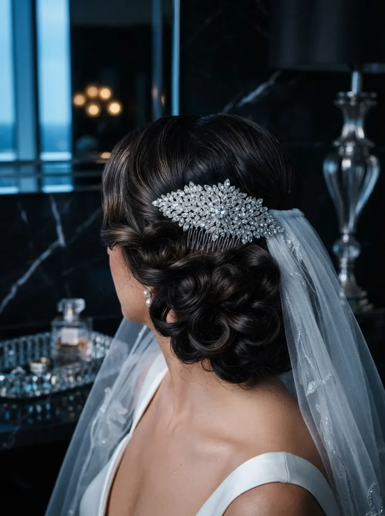  Rhinestone Comb Curls