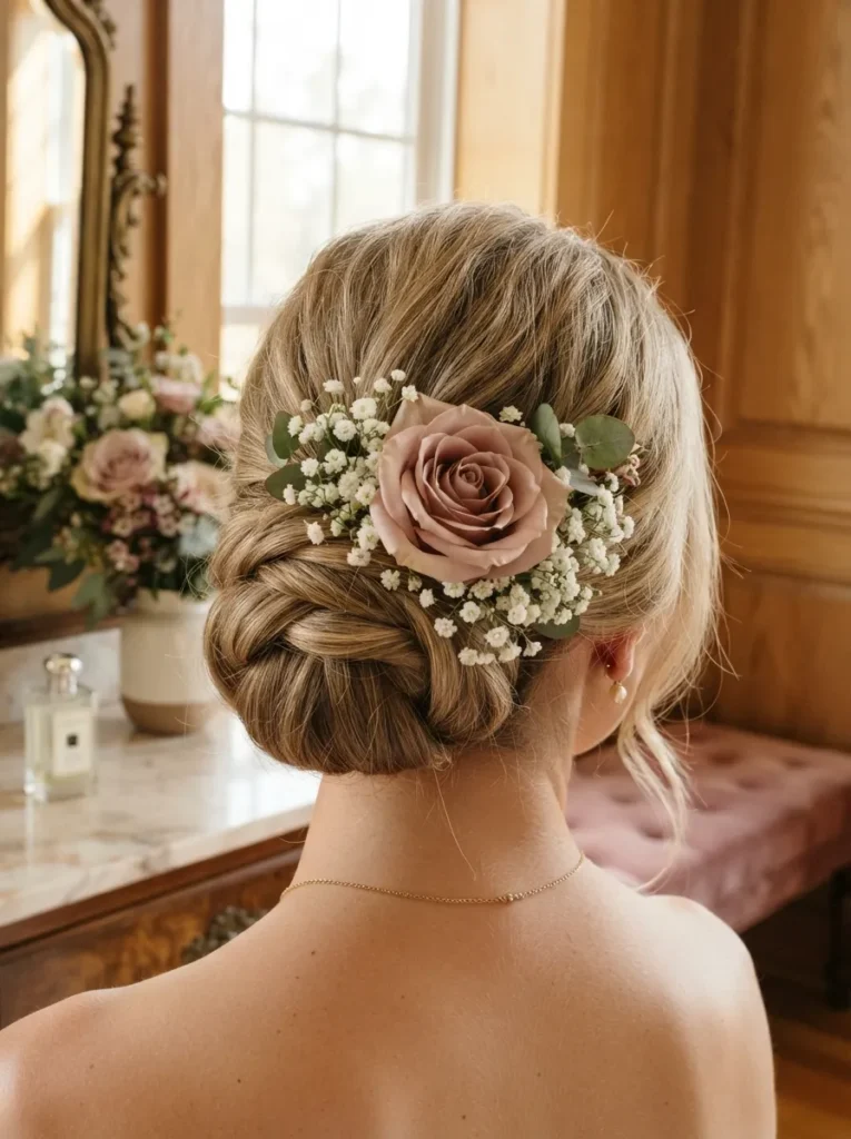 Rose + Baby's Breath Bun