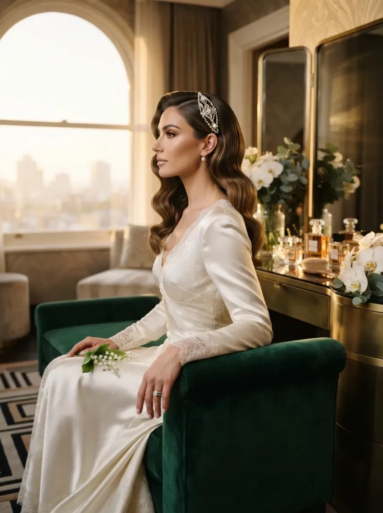 Side-Swept Hollywood Curls