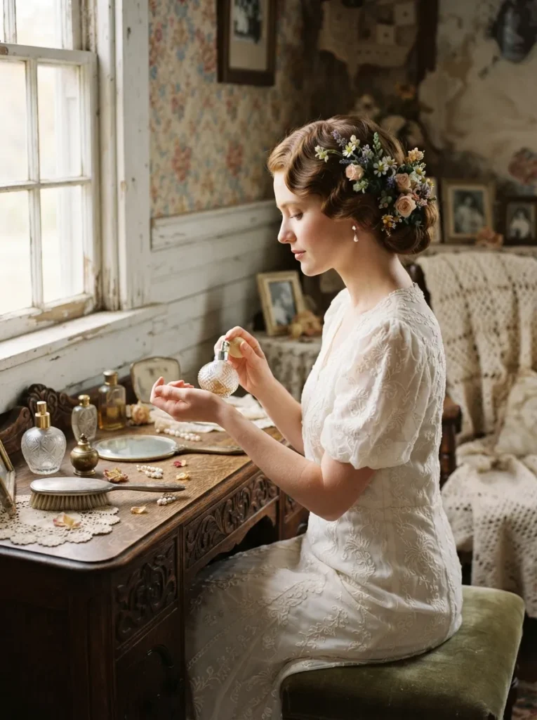 Vintage Updo + Flowers