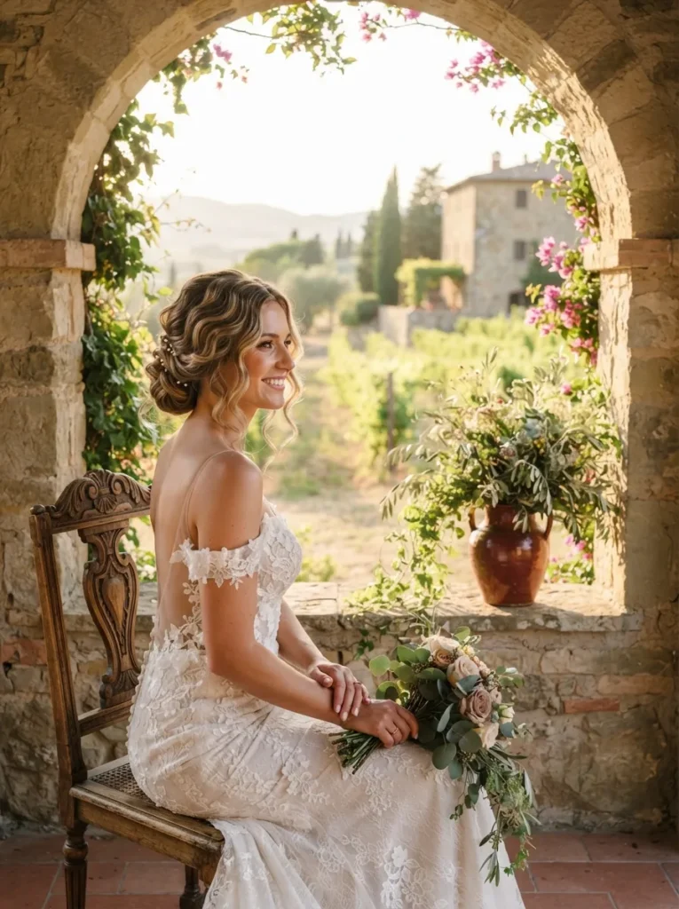Wavy Bridal Updo