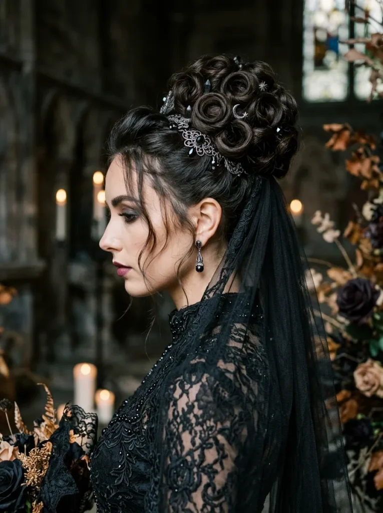 Coiled Updo + Veil