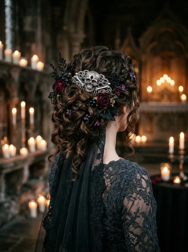 Curly Updo + Skull Comb