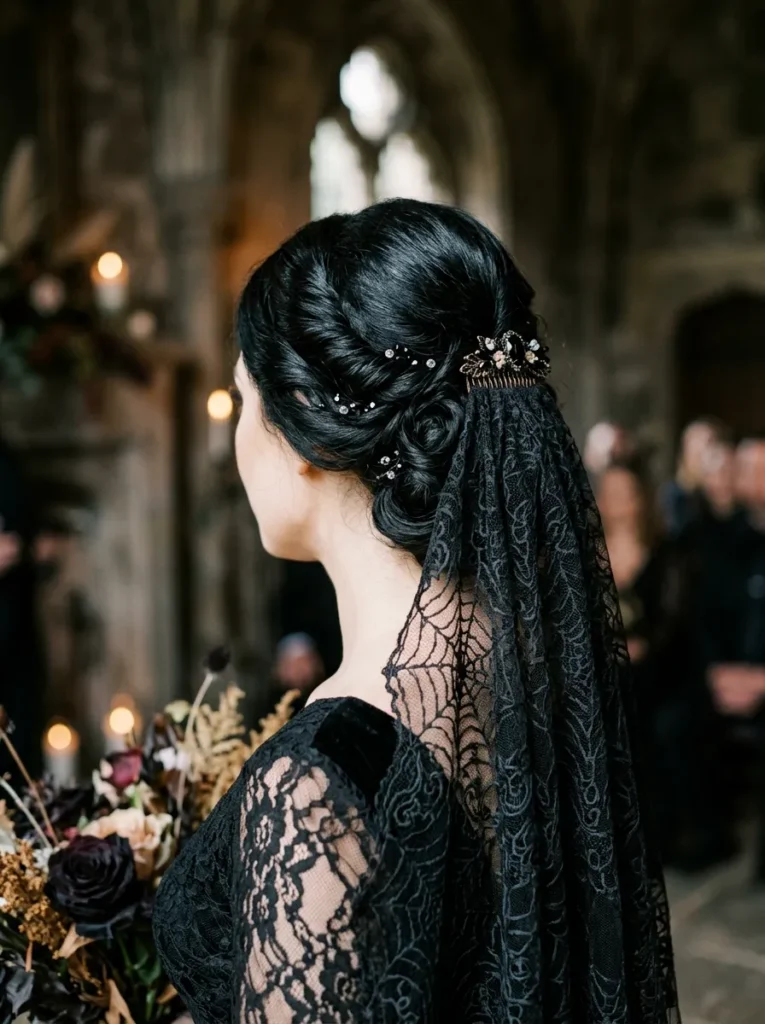Spiderweb Lace Veil Updo